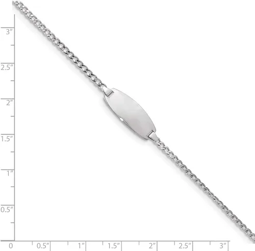 Vista 3 de Pulsera de identificación ovalada semisólida de oro blanco de 14 quilates 7 pulgadas de 0335in estilo DCID144W-7 Metal no conocido