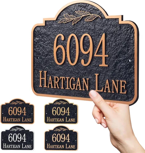 Vista 12 de Placa de dirección personalizada, placa de letrero de número de casa tallada a mano, números de dirección personalizados para entrada exterior