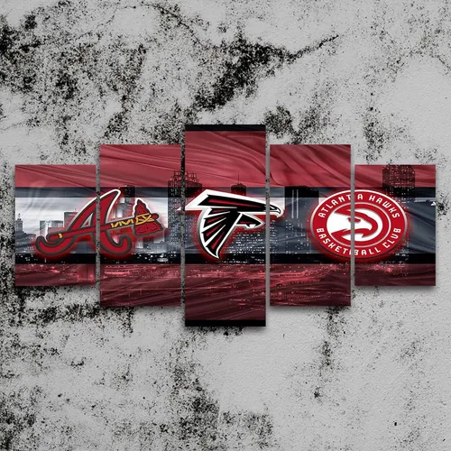 Vista 4 de Atlanta City - Póster del equipo deportivo de la ciudad de Atlanta, lienzo deportivo, patrón artístico de pared, diseño Art Deco para decoración