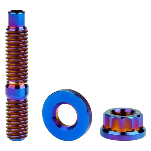 Vista 4 de Titanium Bolt M8 M10 Pitch1.25 Kit de perno de escape automotriz Azul (Burnt Blue)