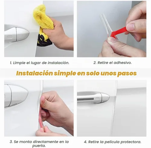 Vista 4 de Protección de borde de puerta de automóvil, 16 pies de forma de U transparente sin pegamento, protector de borde de puerta de automóvil, tiras