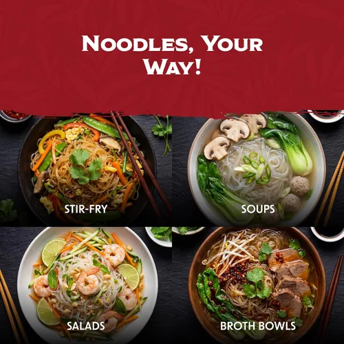 Vista 6 de KA-ME Bean Threads - Fideos de vidrio cantonés sin gluten - Fideos de celofán de frijol mungo - Para salteados, sopas asiáticas y platos chinos