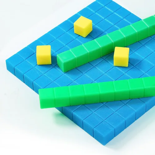 Vista 3 de TOMMYHOME Juego de Bloques de Base Diez de Plástico, manipulativos de matemáticas para aulas de segundo grado. Bloques de Valor Posicional, Cubos