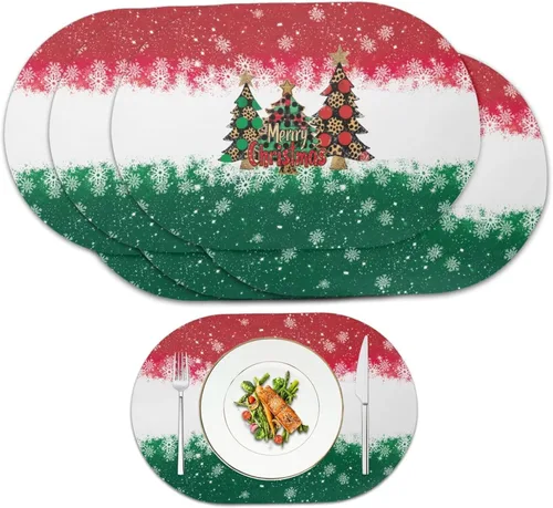 Vista 39 de Autumn Placemats Set of 2 Waterproof Wipeable 12X18 Inch Faux Leather Non Slip Heat Resistant Mats for Thanksgiving Dinner Outdoor Decor