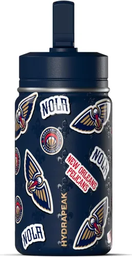 Vista 22 de Hydrapeak x NBA Botella de agua mini de 14 onzas oficialmente licenciada de los Atlanta Hawks para niños con tapa con popote y asa, reutilizable
