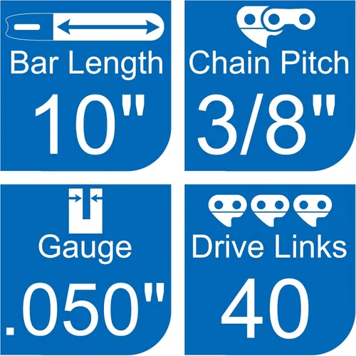 Vista 2 de 3 cadenas de motosierra de 10 pulgadas, cadena de repuesto para WORX WG309, cadena de 10 pulgadas para Sun Joe SWJ803E SWJ807E - 3/8 pulgadas, 050