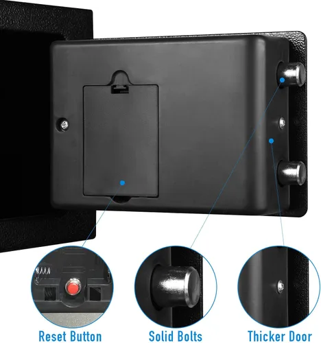 Vista 4 de TENAMIC Caja Fuerte 0.23 Pies Cúbicos Caja de Seguridad Digital Electrónica, Caja Fuerte con Cerradura de Teclado para Gabinete, Acero de Aleación