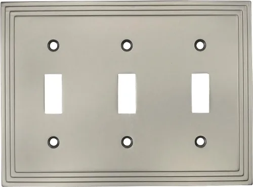 Vista 2 de Cosmas 25037-SN - Placa de interruptor de pared triple níquel satinado (paquete de 2)