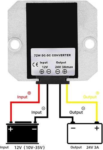 Vista 4 de Convertidor de aumento de voltaje CC, 12 V escalón hasta 24 V 3 A 72 W, convertidor de módulo de fuente de alimentación transformador de impulso