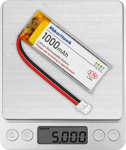 Vista 6 de MakerHawk Paquete de 4 baterías LiPo de 3.7 V 1000 mAh recargables 1S 102050 baterías de polímero de litio con placa de protección dual, conector