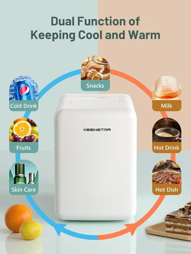 Vista 3 de KEENSTAR Mini refrigerador, mini refrigerador de 6 litros/8 latas, refrigerador pequeño de 110V AC/12V DC enfriador y calentador para dormitorio