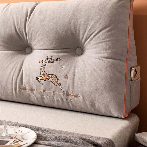 Vista 2 de YSUEFIJO Almohada triangular de lectura para reposo en cama, cojín grande para cabecero, respaldo, almohada de cuña, cojín de apoyo