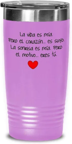 Vista 6 de Regalo para novia Taza de cafe para esposa Perfecto regalo para navidad, graduados, profesionales y estudiantes Vaso con afirmaciones Azul