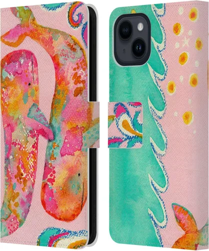 Vista 15 de Head Case Designs Officially Licensed Wyanne Blue Watercolour Bear Animals 2 Leather Wallet Case Compatible with Apple iPhone 15