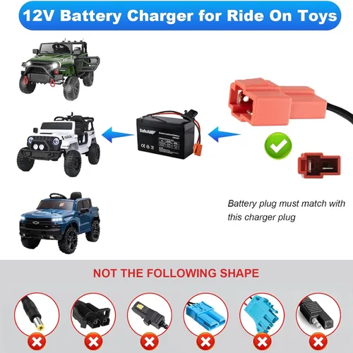 Vista 4 de Cargador de batería certificado ETL de 12V 1A con enchufe cuadrado para juguetes de paseo, cable de 10 pies