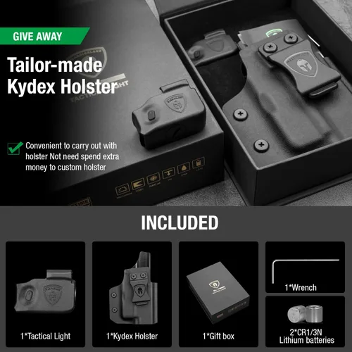 Vista 6 de WARRIORLAND Funda Taurus G3C IWB Kydex con linterna táctica para pistola Taurus G2C/Taurus G3C, luz LED de 150 lúmenes y combo de funda