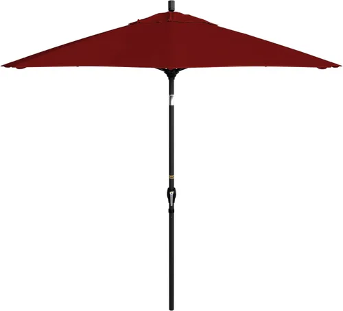 Vista 9 de California Umbrella Paraguas redondo de aluminio de 9 pies, manivela elevadora, botón de inclinación, poste negro, olefina beige antiguo