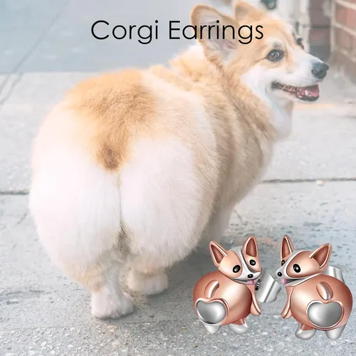 Vista 6 de TALYKONG Pendientes Corgi con diseño de perro y animales, regalos para mujeres y niñas, Latón, No es una piedra preciosa