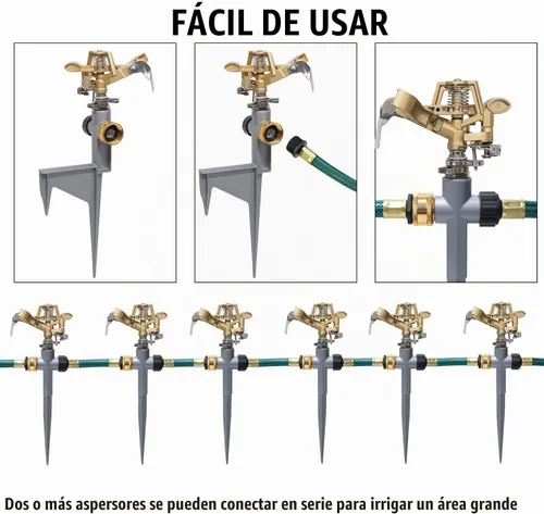 Vista 7 de Biswing Paquete de 2 Cabezales de Aspersor de Impacto en Punta de Paso de Metal, Aspersor de Césped de Aleación de Zinc Resistente, Boquilla