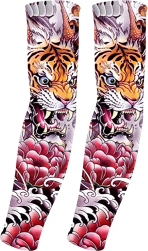 Vista 11 de Mangas de protección solar UV para hombres y mujeres, manga de enfriamiento de compresión deportiva UPF 50+, regalo único de manga de tatuaje