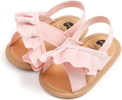 Vista 3 de RVROVIC Sandalias de primera calidad para bebés, niños y niñas, suela de goma antideslizante suave, zapatos de verano al aire libre para niños