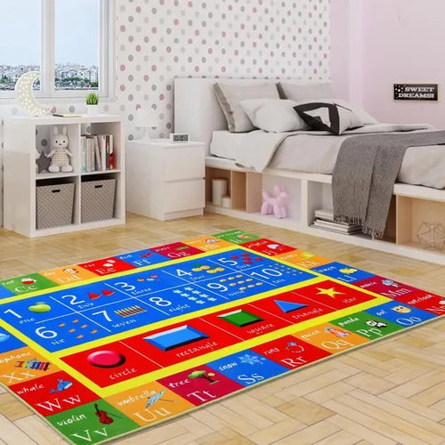 Vista 8 de NANAN Alfombra de juego para niños de 4 x 4 pulgadas, alfombra de coche, alfombra de juegos para niños pequeños, alfombra circular para niños, sala