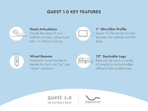 Vista 2 de Ergomotion Quest 1.0 - Base de cama ajustable, tamaño individual XL