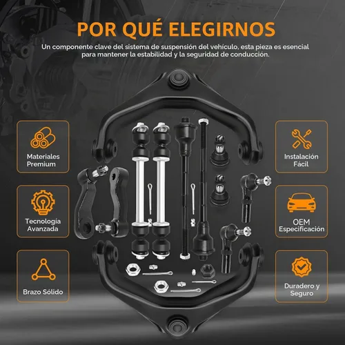 Vista 4 de Kit de brazos de control superior delantero compatible con GMC y Chevrolet Silverado Sierra 1500 HD 2001-2007 y 2500 3500 HD 2001-2010, Suburban