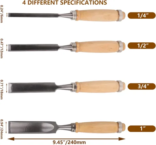 Vista 4 de Mxfans Cincel de madera semicírculo para tallar la carpintería, cincel para carpintería con borde interior, herramienta de cincel de mano