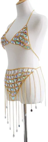 Vista 2 de Cadena corporal sexy para mujer Dorado