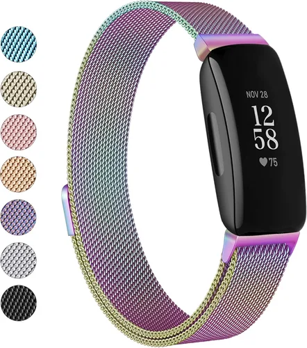 Vista 12 de Vanjua Correa de repuesto de malla metálica de acero inoxidable ajustable para Fitbit Inspire 2 / HR / Fitness Tracker (S, negro)