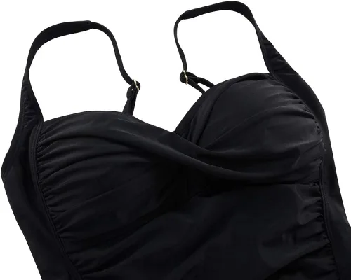 Vista 6 de Hilor Trajes de baño de una pieza para mujer, con giro frontal, control de abdomen, monokini de inspiración retro