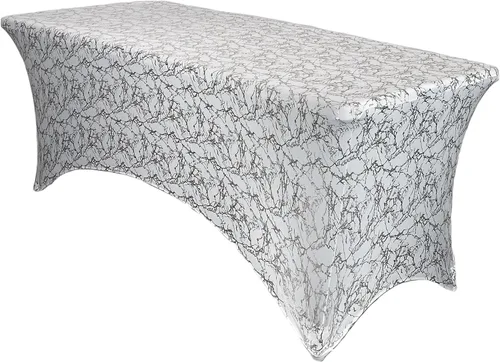 Vista 48 de YOUR CHAIR COVERS - Fundas rectangulares de elastano para mesas de 4 pies, manteles ajustados para eventos de boda, decoraciones de patio, tela Negro