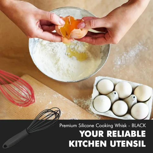 Vista 5 de Chef Craft Batidor de cocina de alambre de silicona premium, 10.5 pulgadas, color negro