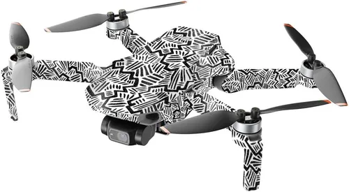 Vista 2 de MightySkins Glitter brillante compatible con DJI Mini 2 Dron portátil - Negro abstracto Acabado de purpurina protector, duradero de alto brillo