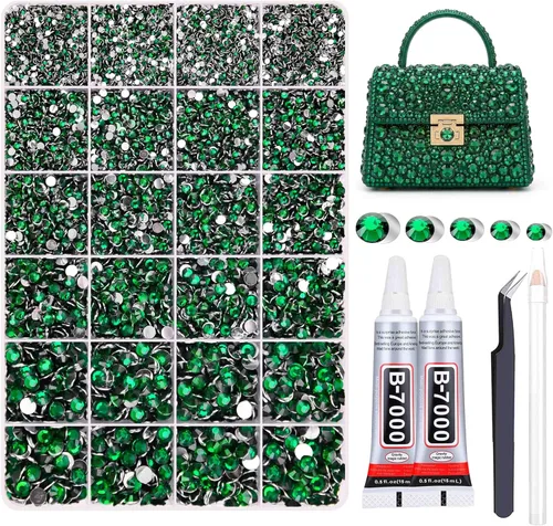 Vista 15 de 27000PCs Resin Rhinestones Kit, 2-6mm Crystal Diamond Gems with Picker Pencil, Tweezer & 2 Glue Bottles, Flatback Rhinestone Set for Diamond