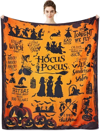 Vista 10 de Metawu Manta de Halloween de fantasma, mantas para niños para mujeres, decoraciones de Halloween, mantas de franela para cama, sofá, manta de viaje