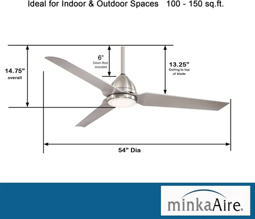 Vista 10 de Minka-aire - F753L-WHF Ventilador de techo Java led plano, blanco de 54 pulgadas, para exterior, padre (níquel cepillado húmedo), F753L-BNW