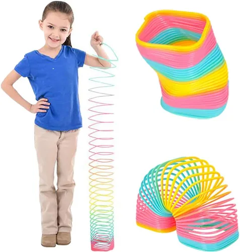 Vista 8 de The Dreidel Company Arco iris de resorte helicoidal cuadrado jumbo, recuerdo de fiesta para niños, 4.75 pulgadas (4.724 in) envuelto individualmente