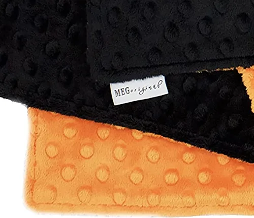 Vista 7 de MEG ORIGINAL Minky Dot Manta de bebé, naranja y negro 346