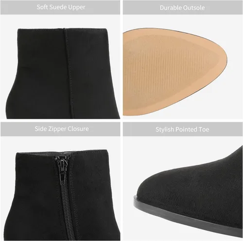 Vista 3 de DREAM PAIRS Botines de tacón grueso de bloque para mujer