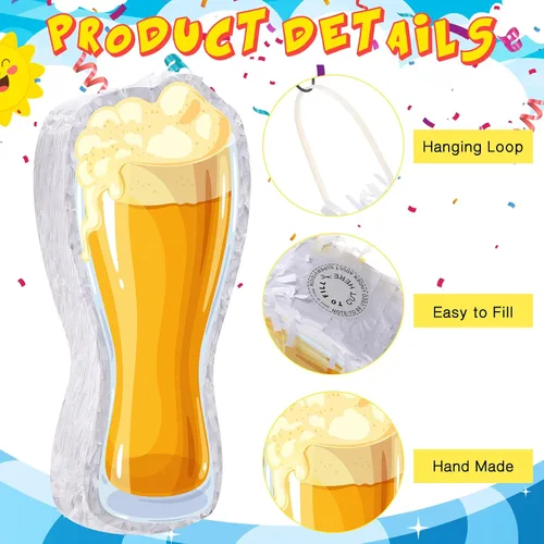 Vista 7 de Sratte Piñata de cerveza con palo y con los ojos vendados, confeti de cerveza, piñata de cristal de cerveza, taza de animaciones a cervezas