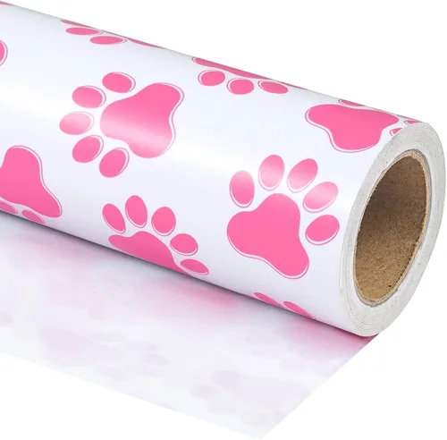 Vista 9 de WRAPAHOLIC Rollo de papel de regalo de vaca, mini rollo, 17 pulgadas x 33 pies, diseño de estampado de vaca, perfecto para bodas, cumpleaños Blanco