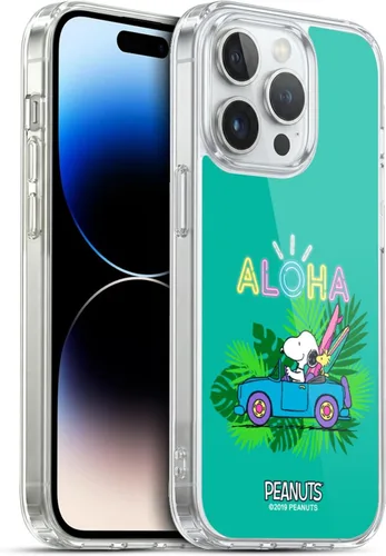Vista 168 de Head Case Designs Funda de gel suave con licencia oficial de Peanuts Tropical Surf Snoopy Aloha Disco compatible con Apple iPhone 13 Mini Surf