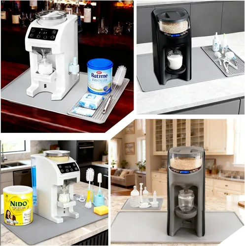 Vista 4 de Bottle Maker Formula Machine Mat, con tapete de drenaje, compatible con la máquina dispensadora de fórmula Baby Brezza, almohadilla de silicona