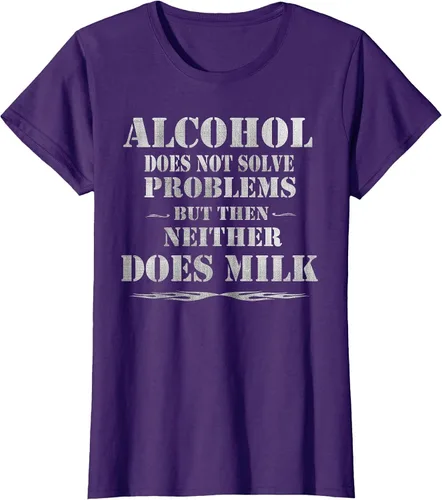 Vista 17 de Alcohol Does Not Solve Problems. But Then, Neither Does Milk T-Shirt Asphalt Grey