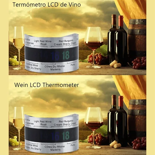 Vista 5 de Temperatura de la pulsera de temperatura del vino, termómetro LCD de vino de acero inoxidable, botella de cerveza, vinos tintos, pulsera sensor