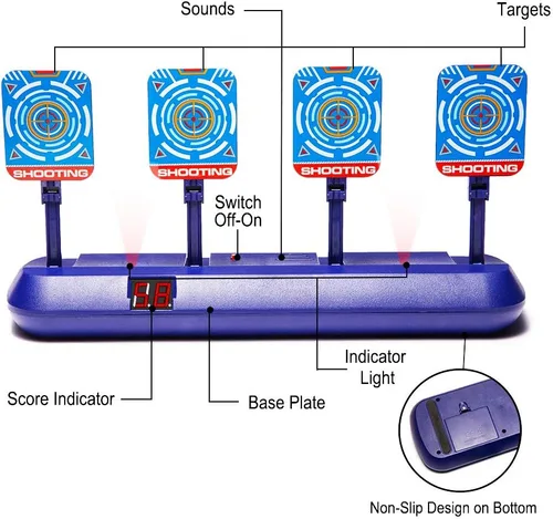 Vista 2 de Blancos para pistolas Nerf, puntuación automática electrónica con reinicio digital, blanco de tiro para práctica con Nerf, juguete de regalo ideal