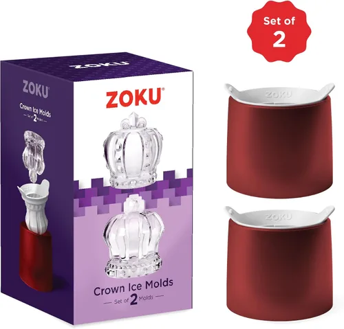Vista 8 de ZOKU Juego de 2 moldes de hielo de silicona, coronas de rey y reina, moldes grandes de hielo para cócteles artesanales, mantienen las bebidas más