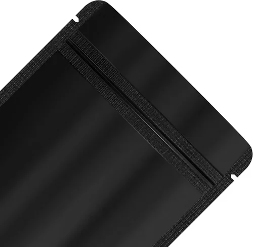 Vista 5 de 100 bolsas de sellado con cremallera resellables de papel metálico de color transparente esmerilado para ventana (negro, soporte 2 onzas)